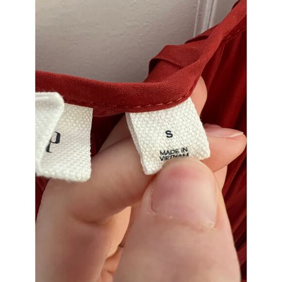 Gap Women's S Red Midi Maxi Dress Pleated Cami Sundress Side Slit Cinch Waist - Picture 10 of 16